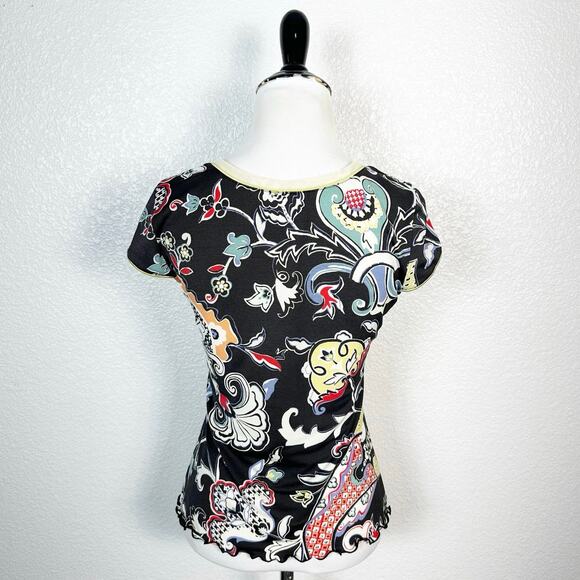 ANAC Designed by Kimi 90s Y2K Artsy Asian Inspired Print Mesh Knit Tee Top M - Picture 5 of 12